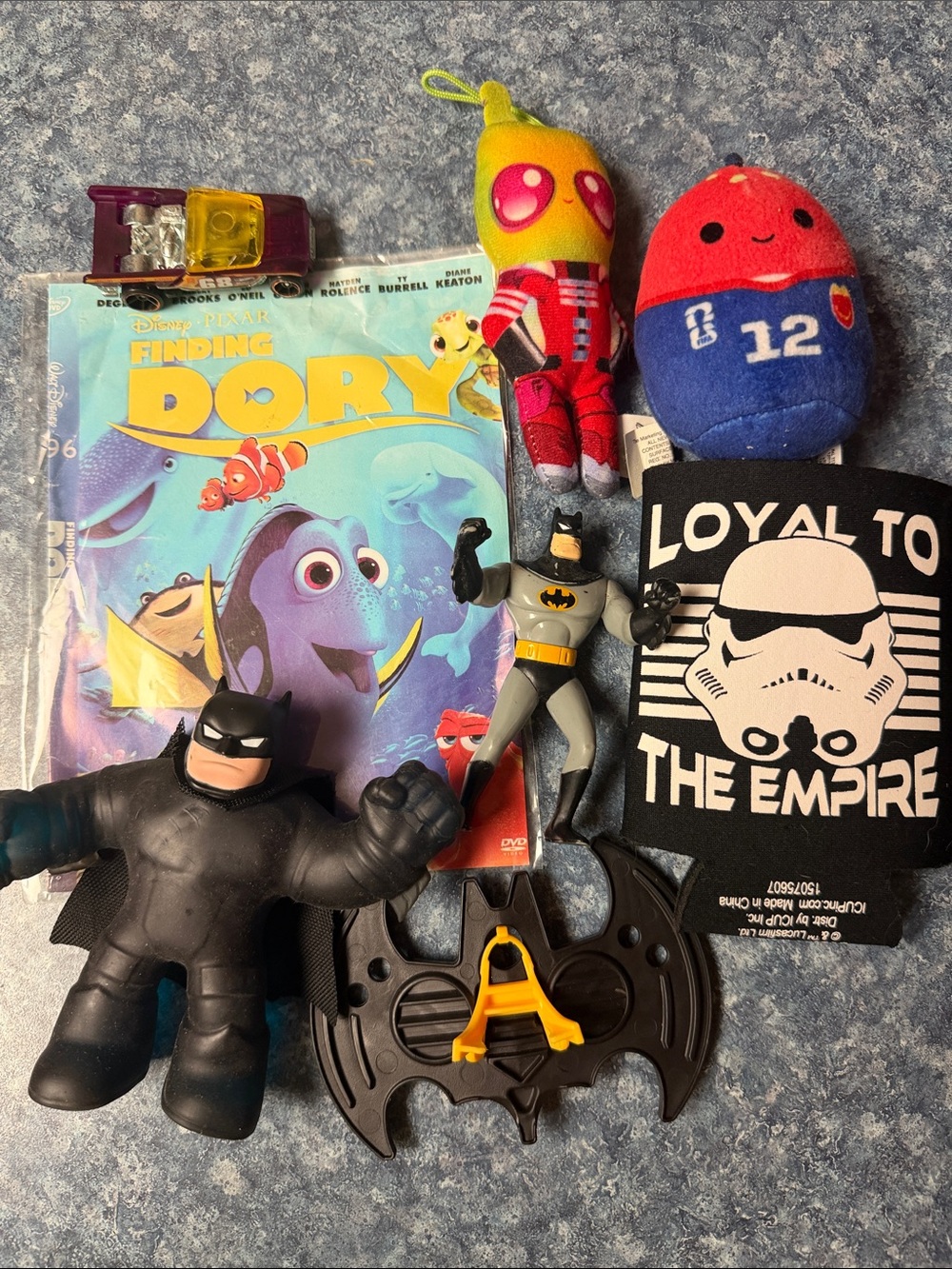 Rare vintage kids lot DC Batman Black Action Figure Toy with Bat-Accessory